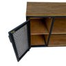 Rack para Sala Modelo Industrial com 2 Portas de Chapas de Ferro Cor Preta e Madeira Cor Imbuia - 7