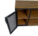 Ver imagem 7 de Rack para Sala Modelo Industrial com 2 Portas de Chapas de Ferro Cor Preta e Madeira Cor Imbuia
