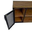 Ver imagem 7 de Rack para Sala Modelo Industrial com 2 Portas de Chapas de Ferro Cor Preta e Madeira Cor Imbuia