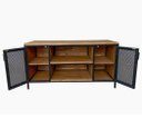 Ver imagem 3 de Rack para Sala Modelo Industrial com 2 Portas de Chapas de Ferro Cor Preta e Madeira Cor Imbuia