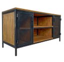Ver imagem 5 de Rack para Sala Modelo Industrial com 2 Portas de Chapas de Ferro Cor Preta e Madeira Cor Imbuia