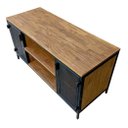 Ver mais imagens de Rack para Sala Modelo Industrial com 2 Portas de Chapas de Ferro Cor Preta e Madeira Cor Imbuia