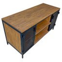 Ver imagem 6 de Rack para Sala Modelo Industrial com 2 Portas de Chapas de Ferro Cor Preta e Madeira Cor Imbuia