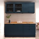 Ver imagem 3 de Cozinha Compacta Modulada 4 Peças 6 Portas 3 Gavetas com Vidro e Tampo em MDF Sevilha Azul Órion