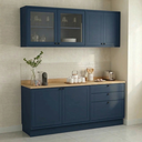 Ver imagem 1 de Cozinha Compacta Modulada 4 Peças 6 Portas 3 Gavetas com Vidro e Tampo em MDF Sevilha Azul Órion