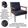 Conjunto de 2 Poltronas Decorativa Fontana  Courino Preto - 4