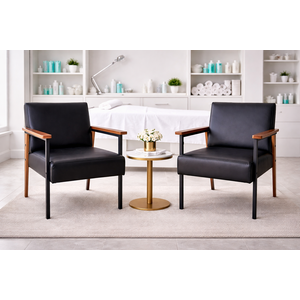 Conjunto de 2 Poltronas Decorativas Fontana Courino Preto