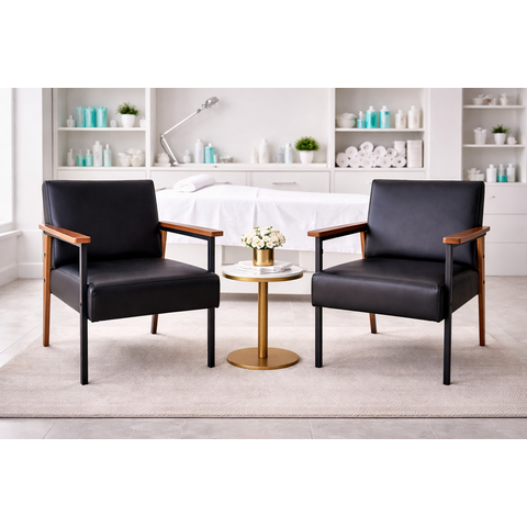 Conjunto de 2 Poltronas Decorativas Fontana Courino Preto