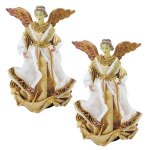 Anjo Natal Plus Seda 25cm Dourado e Branco - Magizi
