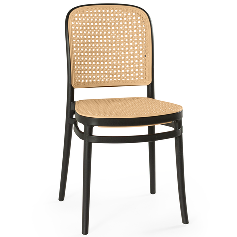 Cadeira em Polipropileno com Assento e Encosto com Relevo Estilo Palha Roma:preto