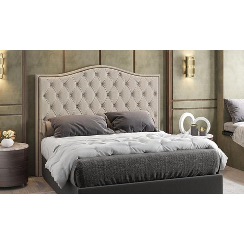 Cabeceira Estofada Cama Box Queen 1,60 Viana para Quarto em Linho Bege - Larbelle