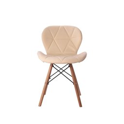 Kit 02 Cadeiras Estofada Jantar Charles Eames Eiffel Slim Wood Confort Creme - 4