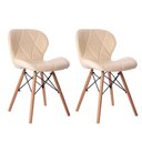 Ver imagem 1 de Kit 02 Cadeiras Estofada Jantar Charles Eames Eiffel Slim Wood Confort Creme