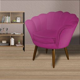 Poltrona Decorativa Pétala Pés Palito Veludo Pink - 2