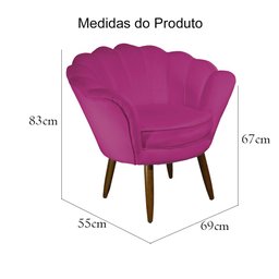 Poltrona Decorativa Pétala Pés Palito Veludo Pink - 4