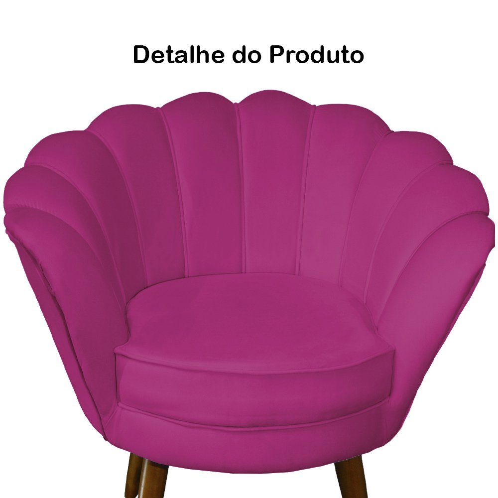 Poltrona Decorativa Pétala Pés Palito Veludo Pink - 3