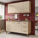 Ver imagem 1 de Armário de Cozinha com Balcão Belém 2 Portas 6 Gavetas Amêndoa Off