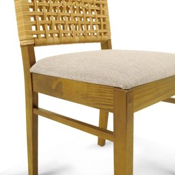 Cadeira Estofada em Madeira e Fibra Asti - kit 2 cadeiras - Oregon Tecido Linho Claro 06 - 6