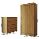 Ver imagem 4 de Guarda-roupa Solteiro Sirius 2 Portas 2 Gavetas e Cômoda 4 Gavetas - Panorama Móveis