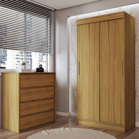Guarda-roupa Solteiro Sirius 2 Portas 2 Gavetas e Cômoda 4 Gavetas - Panorama Móveis