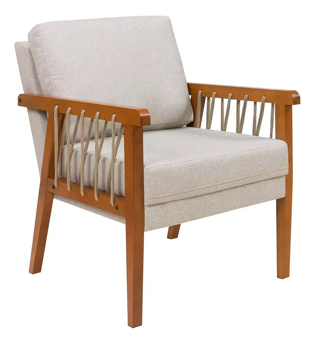 Ver imagem 5 de Kit 2 Poltronas Lumi Corda Náutica Madeira Maciça Moderna:bege