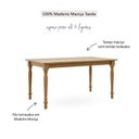 Ver imagem 4 de Mesa de Jantar Retangular 160cm para 6 Lugares 100% Madeira Maciça Rubi Marrom/Freijó