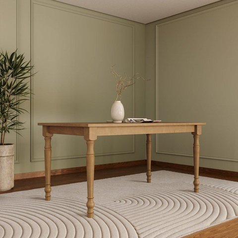 Mesa de Jantar Retangular 160cm para 6 Lugares 100% Madeira Maciça Rubi Marrom/Freijó