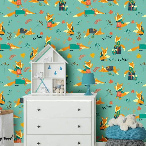 Papel de Parede Infantil - Raposa Arte Destaque 3 Metros
