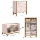Ver imagem 2 de Quarto de Bebê Completo Flora com Berço Cômoda e Roupeiro 5085 Rosa Qmovi
