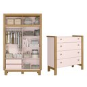 Ver imagem 3 de Quarto de Bebê Completo Flora com Berço Cômoda e Roupeiro 5085 Rosa Qmovi