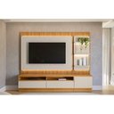Ver imagem 1 de Rack Bancada C/ Painel P/ Tv até 70 Pol São Paulo Ripado 1 Pta 2gav 3 Prateleiras e Leds 238x198cm