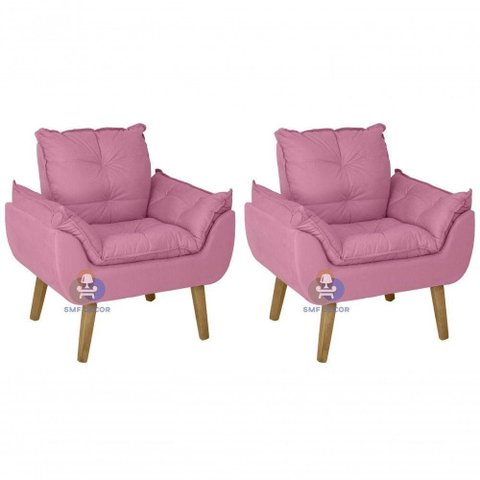 Kit 02 Poltrona Opala Suede Rosê