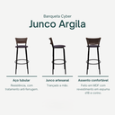 Ver imagem 3 de Kit 3 Banquetas para Cozinha Banco Alto Junco Argila Balcão Ilha Bancada Bares Piscina Área Gourmet