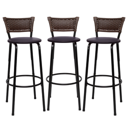 Kit 3 Banquetas para Cozinha Banco Alto Junco Argila Balcão Ilha Bancada Bares Piscina Área Gourmet - 1