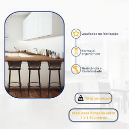 Kit 3 Banquetas para Cozinha Banco Alto Junco Argila Balcão Ilha Bancada Bares Piscina Área Gourmet - 3