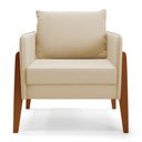 Ver imagem 6 de Kit 1 Sofá Namoradeira e 1 Poltrona Lana Suede Bege Base de Madeira - D'rossi