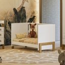 Ver imagem 2 de Mini Berço Americano Vira Cama Fantasia com Grade de Proteção Removível para Quarto de Bebê