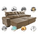 Ver imagem 4 de Sofá Retrátil e Reclinável 2.50m Cama inBox Tókio com Molas e Bordado 3D Velusoft Castor