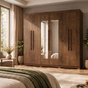 Ver imagem 1 de Guarda Roupa Casal Roupeiro 6 Portas 2 Gav Espelho Quarto Imbuia