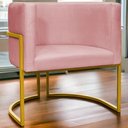 Ver imagem 4 de Poltrona Decorativa Recepção Luna Suede Cores Base de Ferro Dourada - Rosê, Suede