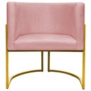 Ver imagem 3 de Poltrona Decorativa Recepção Luna Suede Cores Base de Ferro Dourada - Rosê, Suede
