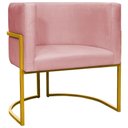 Ver imagem 1 de Poltrona Decorativa Recepção Luna Suede Cores Base de Ferro Dourada - Rosê, Suede