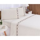 Ver imagem 2 de Jogo lençol Veneza quarto casal Queen bordado 4 peças 2fronha:Palha com Chocolate