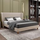 Ver imagem 1 de Cabeceira Casal Nilo 140cm com Cama Pés Madeira Suném P05 Veludo Bege - Lyam Decor