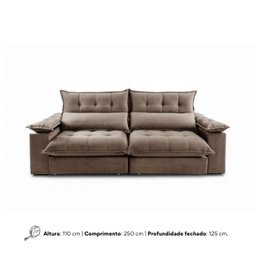 Sofá Retrátil e Reclinável Molas Ensacadas 2,50m Orquídea Vivaro Decor Suede Capuccino - 8