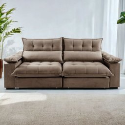 Sofá Retrátil e Reclinável Molas Ensacadas 2,50m Orquídea Vivaro Decor Suede Capuccino - 2