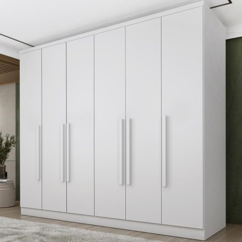 Guarda-Roupa Casal com 6 Portas e 4 Gavetas 239cm Multimóveis CR35501 Neve
