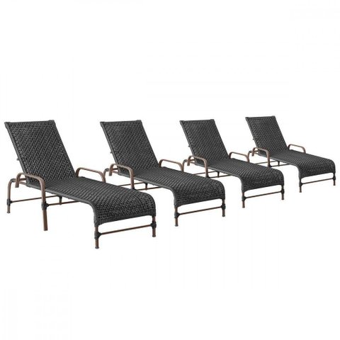 4 Espreguiçadeiras Reclinavel Catar Marrom Corda Nautica Preto