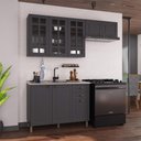 Ver imagem 1 de Armário de Cozinha Modulada Compacta Fidelitá Nara 100% MDF 3 Peças 200cm 8 Portas 2 Gavetas sem