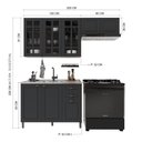 Ver imagem 4 de Armário de Cozinha Modulada Compacta Fidelitá Nara 100% MDF 3 Peças 200cm 8 Portas 2 Gavetas sem